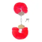 Fetish B-Series Furry Metal Handcuffs – Red — Photo 2