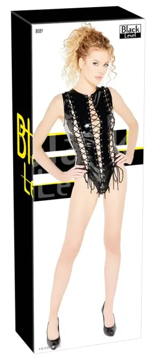Black Level La Body Schnüre Vinyl Bodysuit – Black – XL