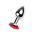 Sudraba anālais spraudnis TOYFA Metal – sarkans dārgakmens – S – Red Foto 2