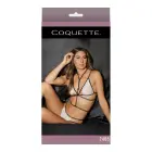 Lace Bralette, Panties and Crotchless Harness – White/Black – One Size — Photo 1