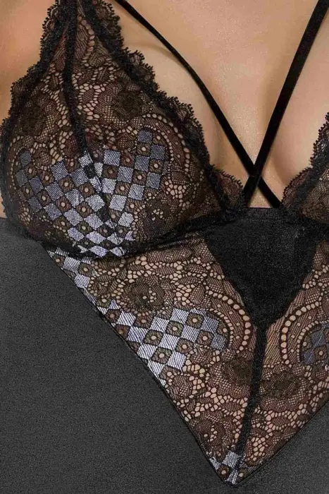 Casmir Giorgia Chemise with Thong – Black – XXL/XXXL Photo