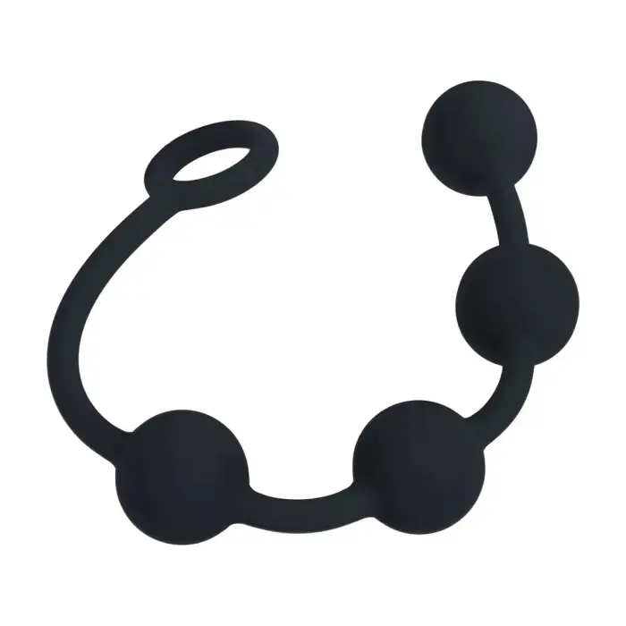 Round Silicone Anal Balls - M - 30mm - Black Photo