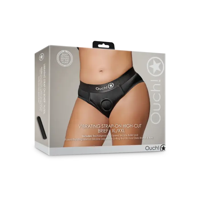 Vibrating Strap-on High-cut Brief – XL/XXL – Black