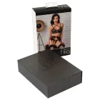 Abierta Fina Lace Bra Set with Suspenders and Crotchless String – Black – XL — Photo 14