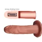 Õõnes vibreeriv strap-on – unisex, realistlik tekstuur, harness komplektis – 16,5 cm — Foto 7