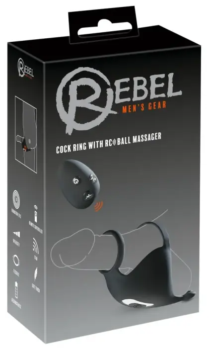 Rebel Cock Ring with RC Ball Massager – Black
