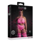 Two Piece Crop Top and Stockings Set – Neon Pink – Plus Size Photo