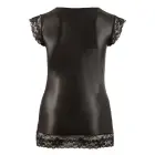 Cottelli Collection Wet Look Mini Dress with Lace Accents – Black – XL — Photo 6