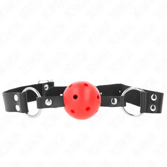 KINK Breathable Ball Gag 4 cm Double Rivet Adjustable – Red