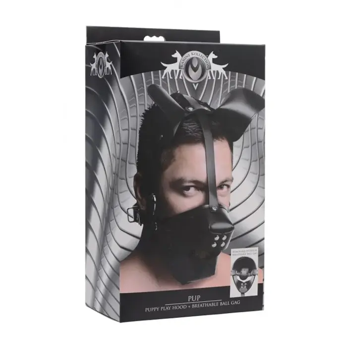 Pup Puppy Play Mask with Breathable Ball Gag