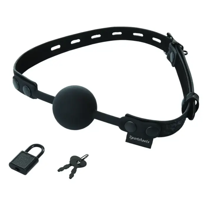 Sportsheets Sincerely Locking Lace Silicone Ball Gag – Black