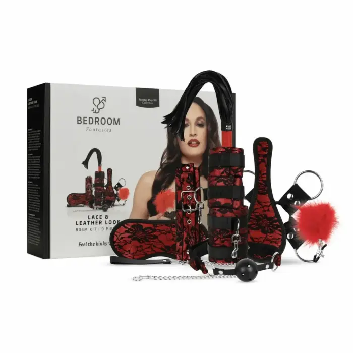 Bedroom Fantasies набор BDSM из 8 предметов из кружева и искусственной кожи – красный