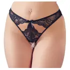 Cottelli Lingerie – трусики из цветочного кружева с открытым шагом и атласными бантиками – чёрные – XL — Фото 2