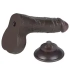 LoveToy Sliding Skin Dual Layer Dong – realistiškas dviejų sluoksnių dildo – TPE – juodas – 19 cm — Nuotrauka 4