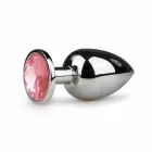 Sinner Gear Silver anālais spraudnis ar rozā kristālu – L – 8.5 cm – Sudrabs — Foto 1