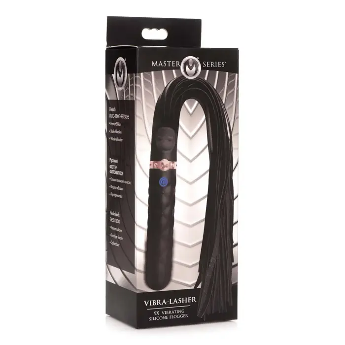 Vibra-Lasher vibrējošs dildo pātaga – 51 cm (20″) – melns