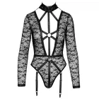 Cottelli Lingerie Body Lace Long Sleeve Lace Harness with Suspender Straps – Black – M — Photo 6