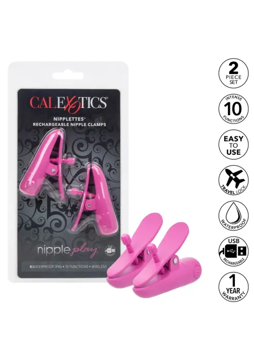 Nipplettes uzlādējamās knupīšu skavas – rozā Foto 4