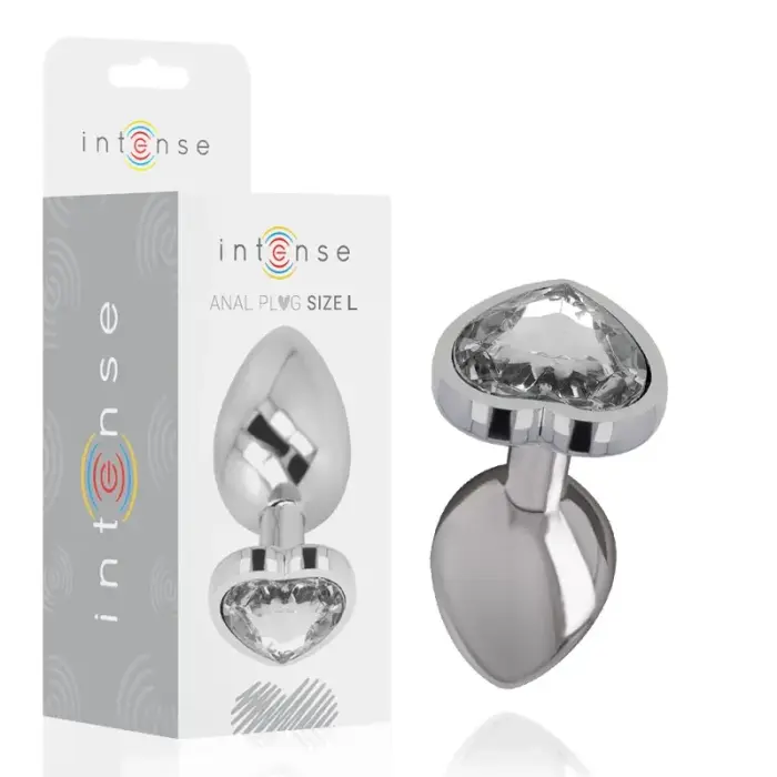 Intense Metal анальная пробка White Heart L – 9 cm – серебряный