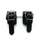 Black Leather Chain-Linked Cuffs — Photo 9