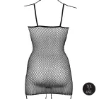 Короткое платье с сетчатым узором и бретелями – чёрное – One Size — Фото 9