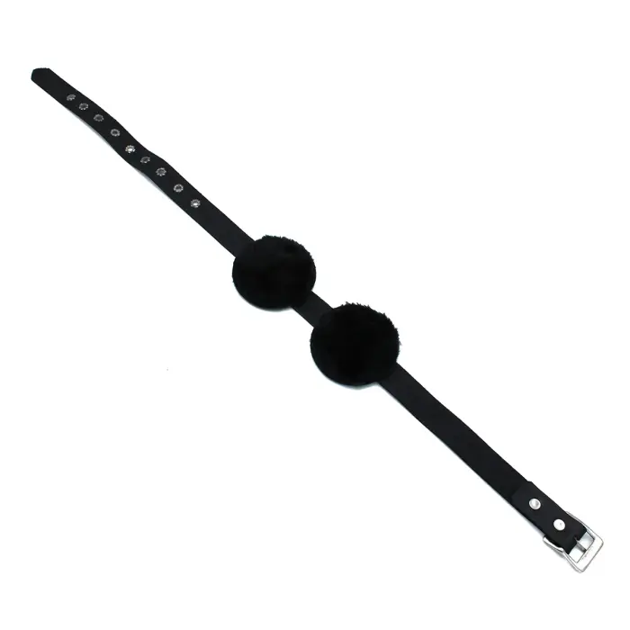 Black Leather Blindfold with Adjustable Eye Patches Foto 7