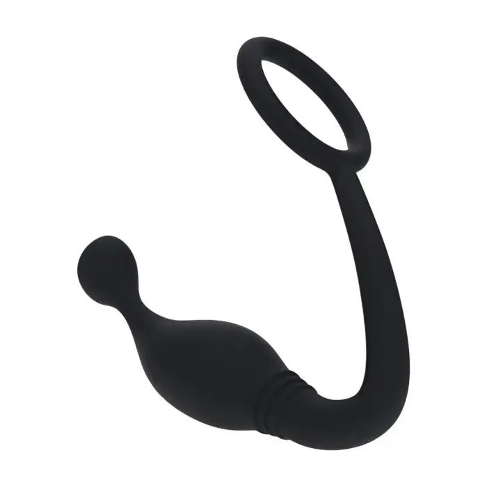 Silicone Cockring with Prostate Stimulator – L – Black