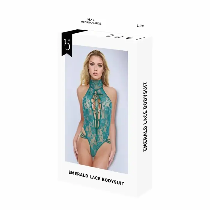 Baci Lingerie Emerald Lace Bodysuit – Green – S/M