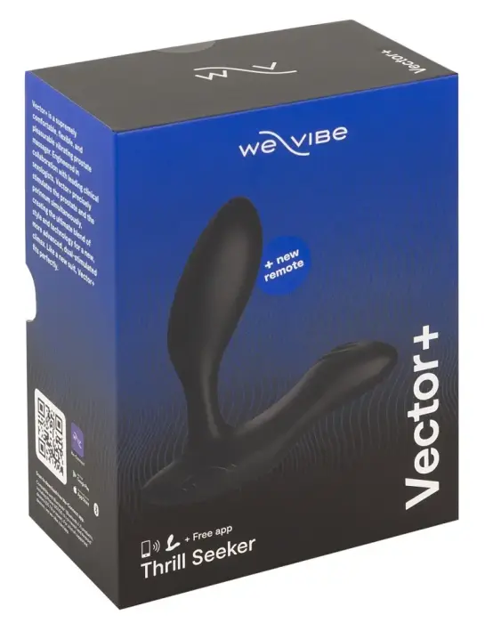 We-Vibe Vector+ lietotnē vadāms anālais spraudnis – 8.5 cm – Melns