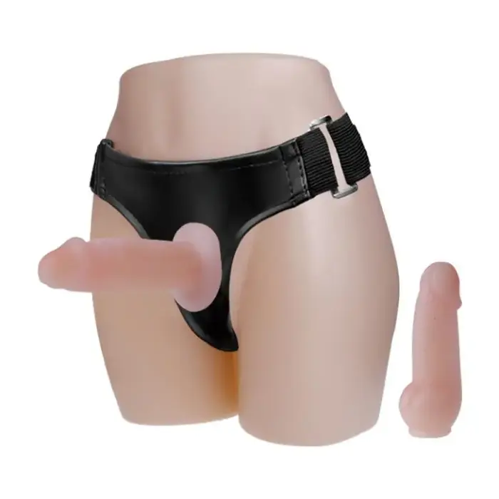 Baile Jessica strap-on komplekts ar 2 dildo – miesas krāsa Foto 2