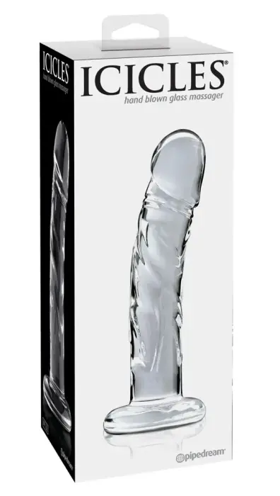 Icicles No. 62 Caurspīdīgs Stikla Dildo – 18 cm (7″)