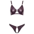 Cottelli LINGERIE Wet Look Bra and Briefs Set – Purple – XL — Photo 7