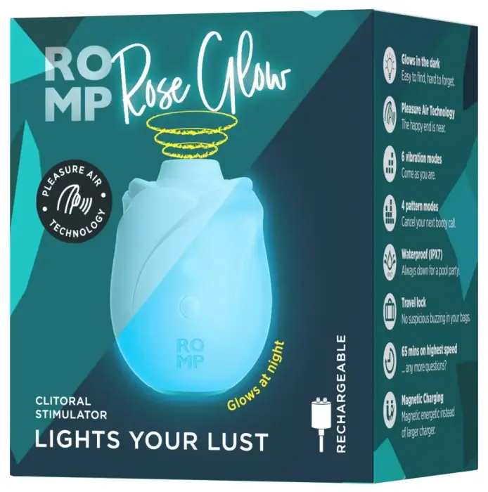 ROMP Rose Glow воздушно-импульсный стимулятор – 7.6 см (3″) – светящийся в темноте