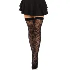 Leg Avenue Wild Rose Net Thigh Highs – Black – One Size — Photo 1