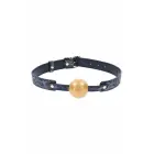 SPORTSHEETS Cougar Ball Gag – тёмно-синий/золотой – резиновый шар – регулируемый 41–62 см — Фото 3