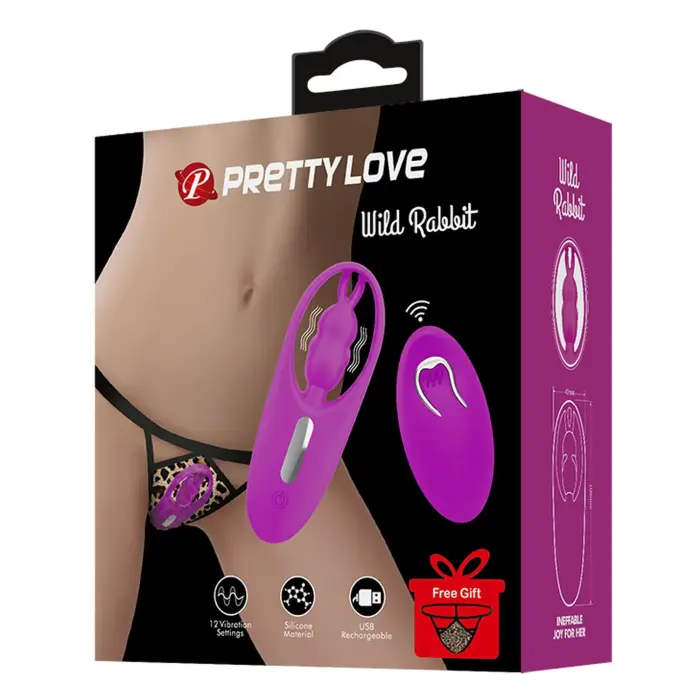 PRETTY LOVE Metsik jänese vibraator juhtmevaba puldiga – must