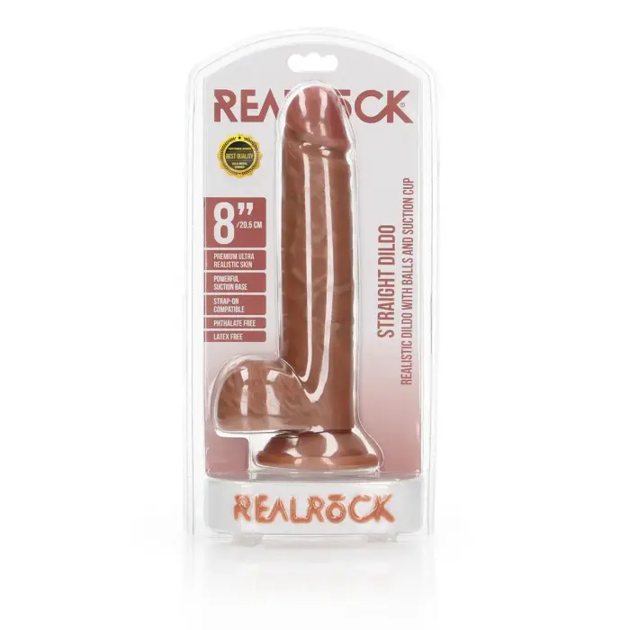 Taisns reālistisks dildo ar sēkliniekiem un piesūcekni – 20.5 cm (8″)