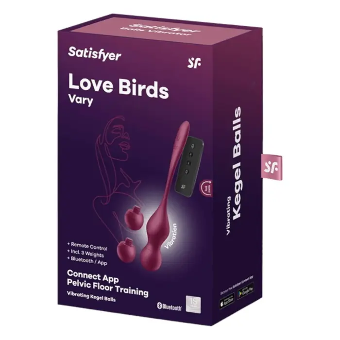 Satisfyer Love Birds Vary viedās Kēgela bumbiņas ar vibrāciju