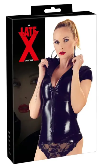 Latex Shirt with Zip – Black – XS