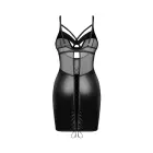 Dominna Faux Leather and Mesh Chemise Set – S — Photo 2