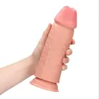 Itin storas tiesus dildo be sėklidžių – 23 cm (9″) – Kūno spalva — Nuotrauka 7