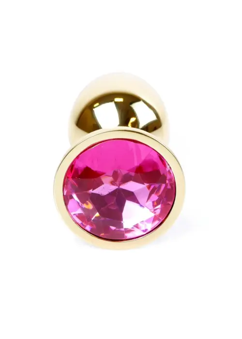 Plug-Jewellery Gold anālais spraudnis ar rozā akmeni – 7 cm (2.8″)