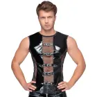 Black Level Sleeveless Vinyl Shirt with Net Inserts – S — Photo 2