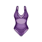 Vibres – open-crotch bodysuit with adjustable straps, multi-hook back closure and silver pendant – violet – L/XL — Photo 4