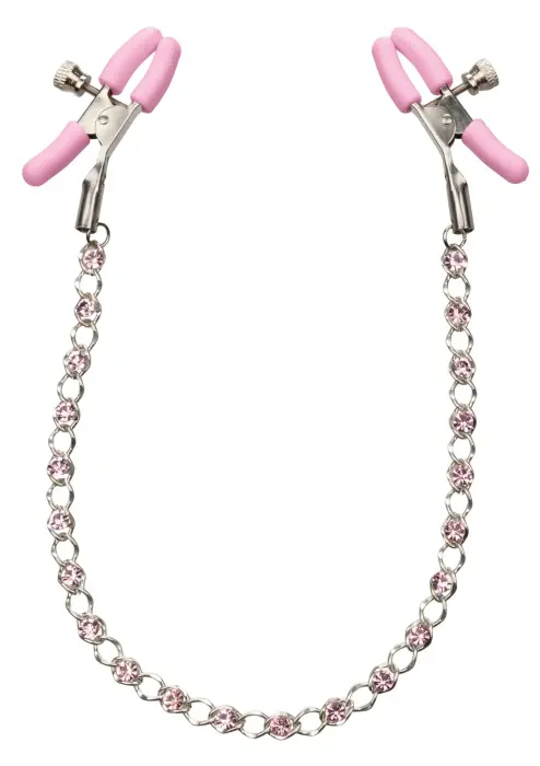 Nipple Play Crystal Chain Nipple Clamps – Pink