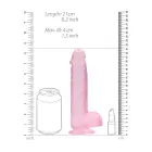 Reālistisks dildo ar sēkliniekiem un piesūcekni – 21 cm (8.3″) – Rozā — Foto 5