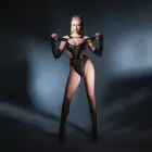 Need You Tonight Latex-look Vinyl and Mesh Bodysuit – Black – XL — Photo 3