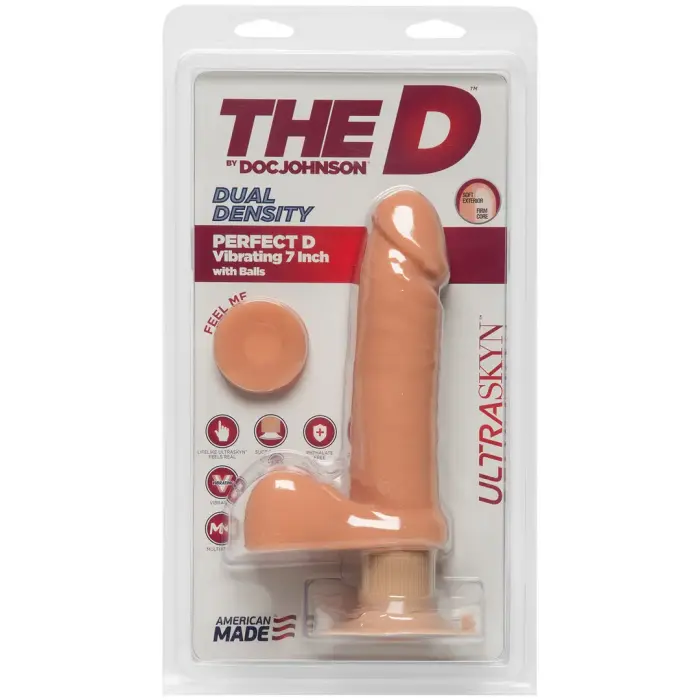Perfect D реалистичный вибрирующий дилдо с яичками – 18 cm (7″)