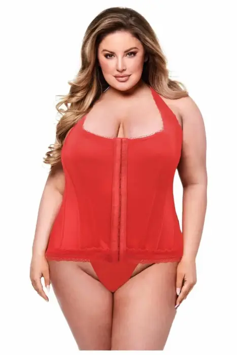 Baci красный корсет Bustier 1X/2X – элегантный корсет на шнуровке с застёжкой спереди