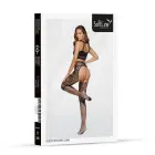 Tinklinis bodystocking su nėriniais ir atviru tarpkoju – juodas – Vienas dydis — Nuotrauka 4
